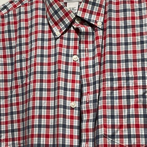 L.LBean Plaid Red Blue Traditional Fit Cotton Button Down Shirt NWOT - Picture 1 of 7